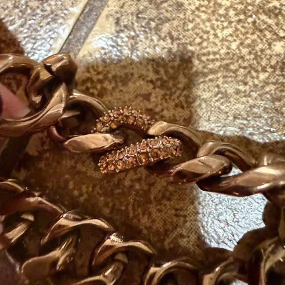 Vintage Givenchy 4G Cuban Link Bracelet Chunky Crystal Gunmetal Chain Unisex - Picture 9 of 13